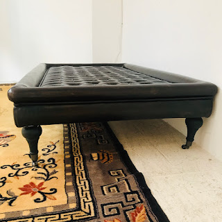 Restoration Hardware Tufted Leather Cocktail Ottoman