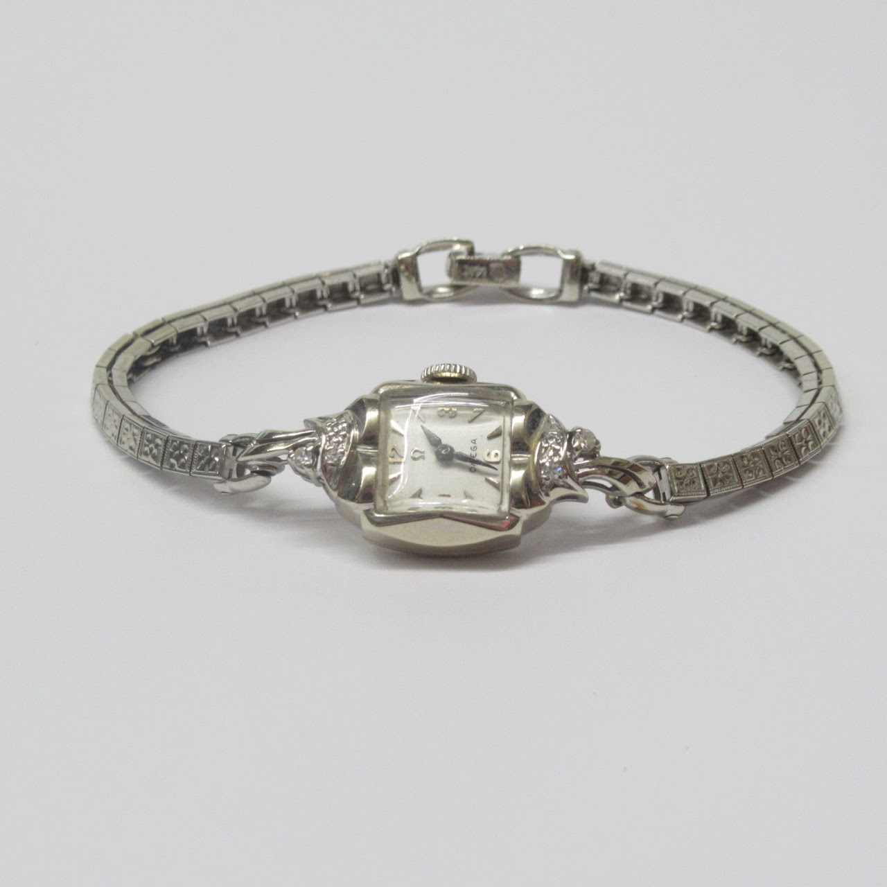 Omega 14K White Gold & Diamond Bracelet Watch