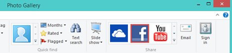 Windows, Photo Gallery, อัพโหลด, รูปภาพ, Facebook