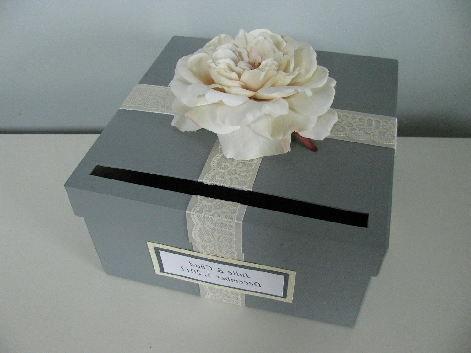 Card Box Bridal Shower Engagement Anniversary Wedding Card Box Gray and