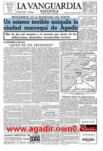 صحيفة الاسبانية الكتالانية la vanguardia  وتخصيتها لاخبار زلزال اكادير سنة 1960  Hjkhj