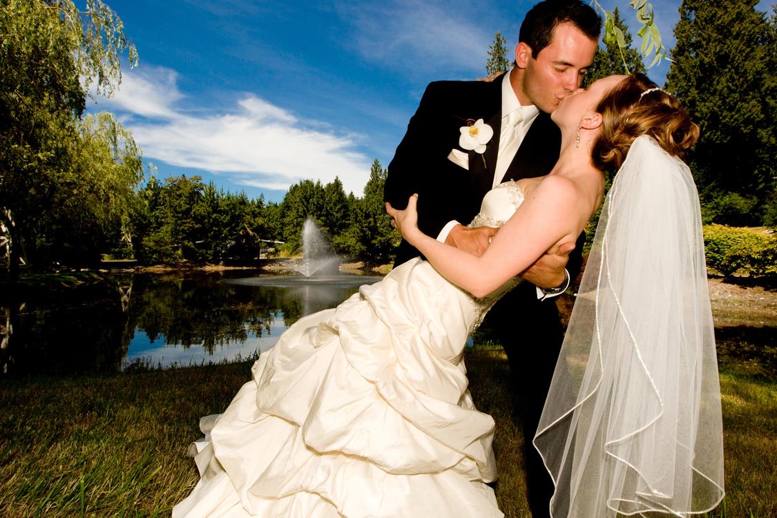 Wedding Couple Outdoor Kiss