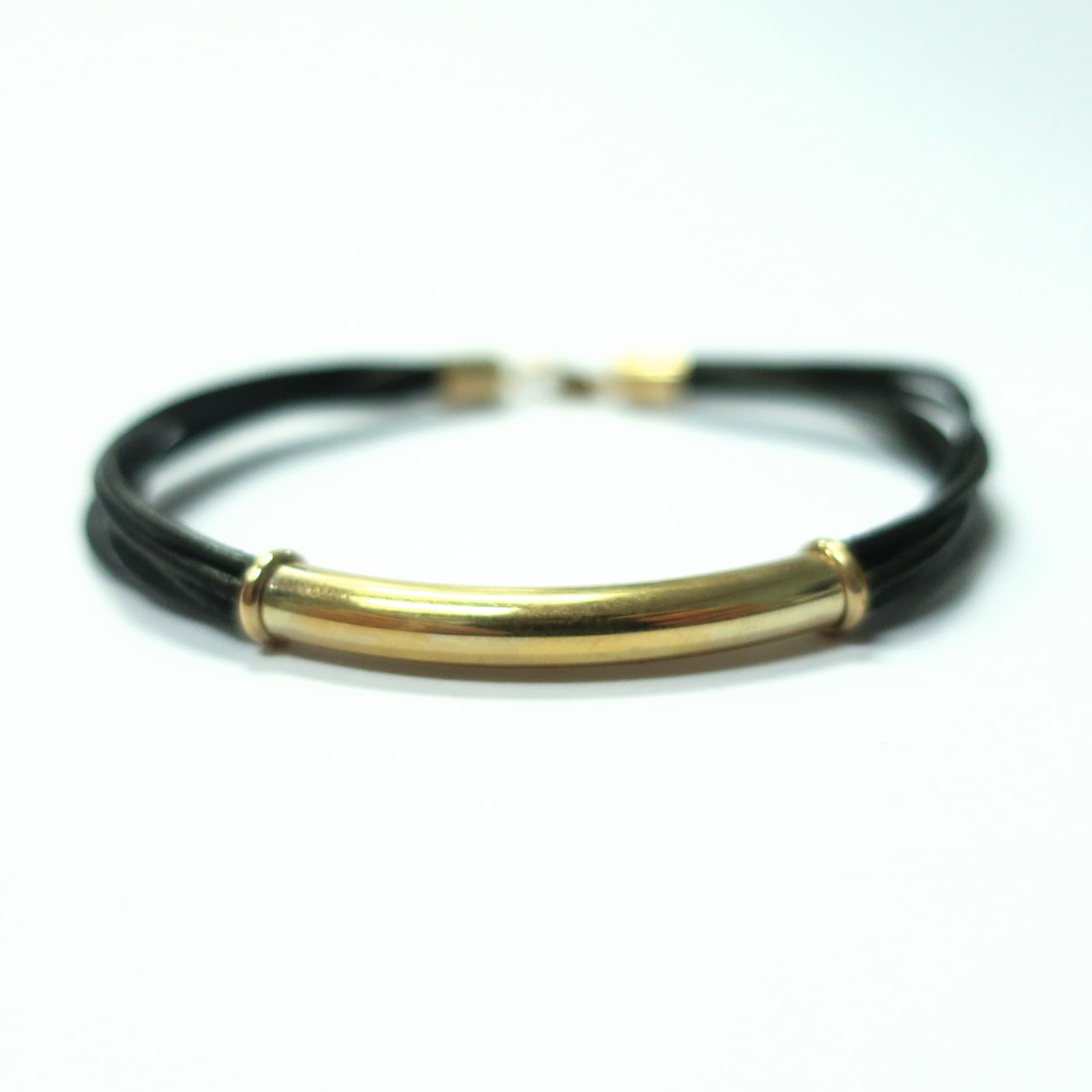 14K Gold and Leather Bracelet