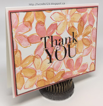 Linda Vich Creates: Garden in Bloom Thank You. Peekaboo Peach and Flirty Flamingo flowers commingle on this two-step stamping card.