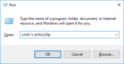 ล้างข้อมูลคลิปบอร์ดด้วยตนเองใน Windows 10 cmd /c echo.|clip |  วิธีสร้างทางลัดเพื่อล้างคลิปบอร์ดใน Windows 10