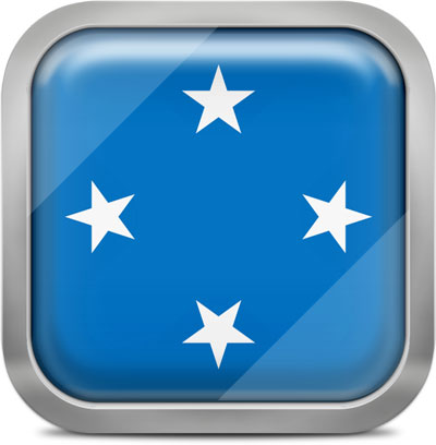 Micronesia square flag with metallic frame
