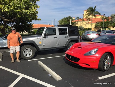 He just realized we were parked next to a Ferrarri