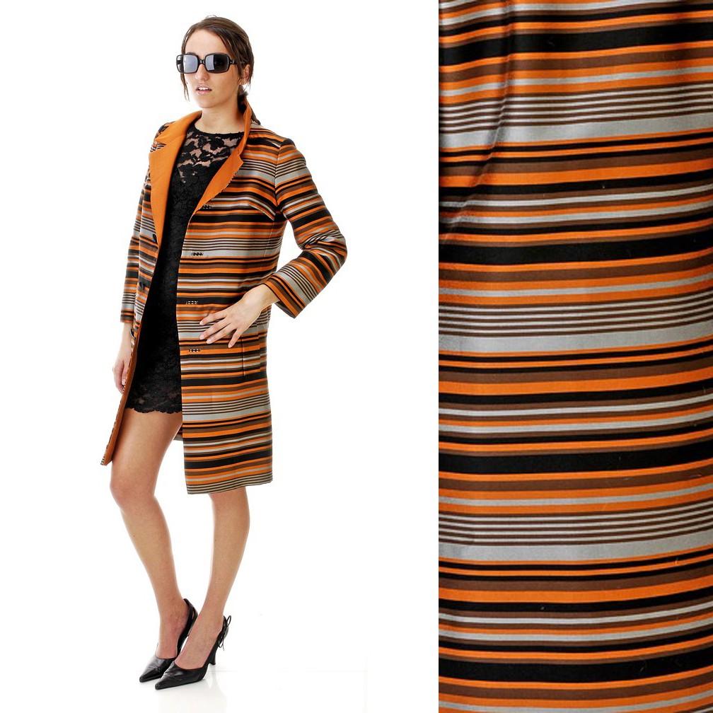 Vintage 1960s Gorgeous Jackie O. Orange Brown Striped Jacket Medium Large