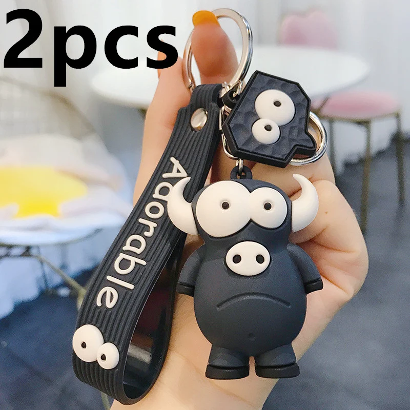 Grappige Leuke Lelijke Oog-Ogen Olifant Sleutelhanger, Cartoon Epoxy Oog-Ogen Koe Autosleutelhanger, Charmant Sleutelhanger voor je Tas