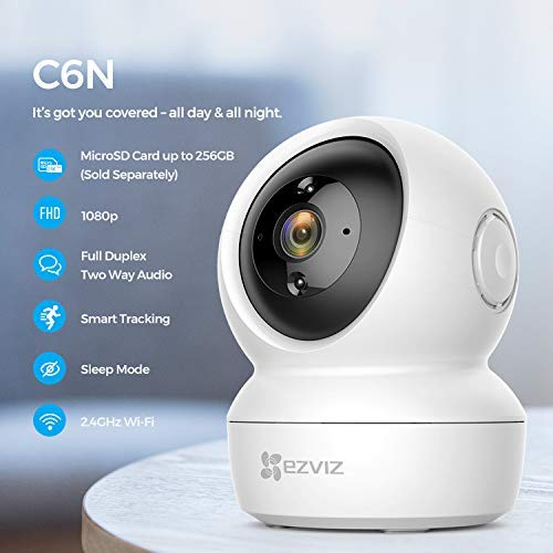 EZVIZ C6N WiFi Indoor Home Smart Security Pan & Tilt Camera I 2 Way TalkI1080p Full HDl 360° Visual Coverage| Night VisionI Sleep modeI| Motion Detection I Supports MicroSD Card Upto 256GB.