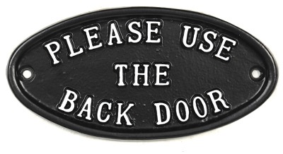 Please-Use-The-Back-Door-Sign