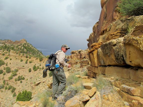 Alan approaching the first petroglyphs