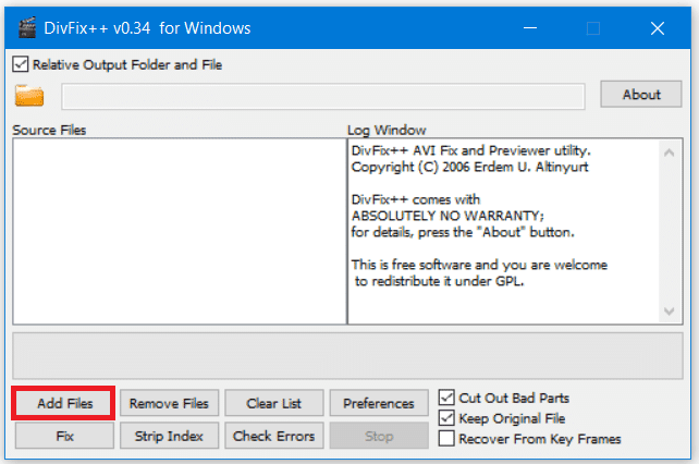 Haga clic en la sección Agregar archivos y elija el archivo de video que desea reparar