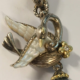 Sterling & 18K Swan Pendant