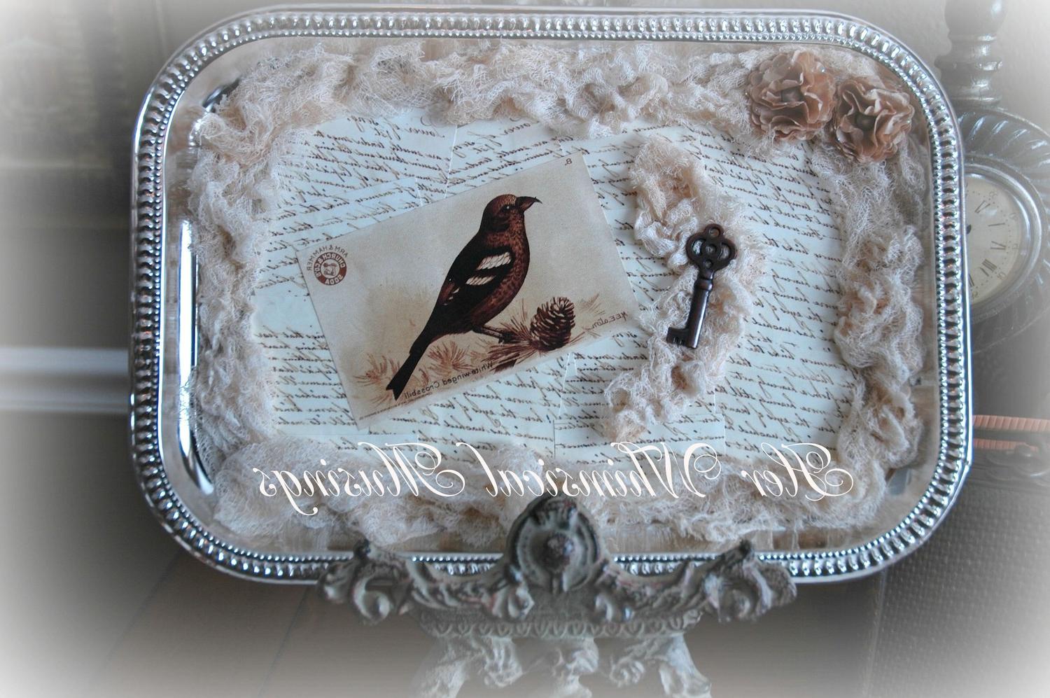 Shabby Chic decor, bird tray,