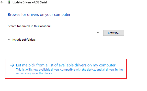 Permítanme elegir de una lista de controladores de dispositivos en la opción de mi computadora.  Cómo instalar la compatibilidad con dispositivos móviles de Apple en Windows 10