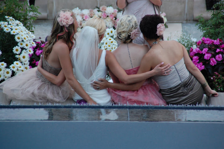 Bridesmaids by the pool 