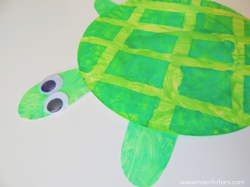 Resist Art Paper Plate Turtle Craft