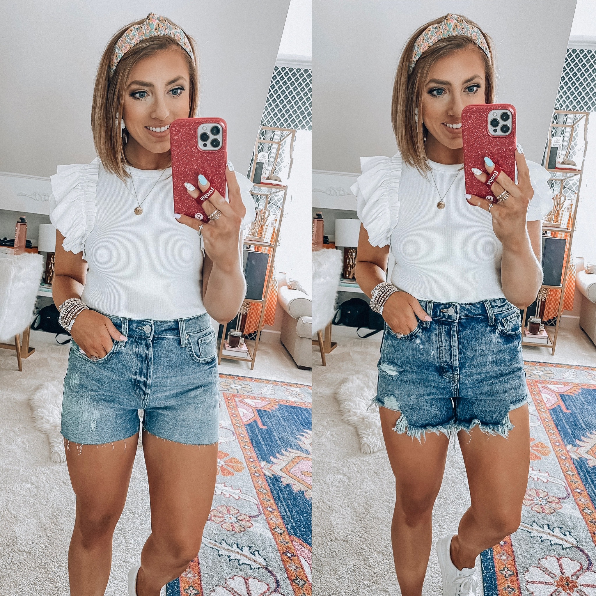 Denim Shorts Review - Finding the perfect pair of denim shorts (11 Pairs) - Something Delightful Blog #denimshorts #muscularlegsdenimshorts #Targetstyle #afdenimshorts #aedenimshorts #spring21fashion #perfectpairdenimshorts