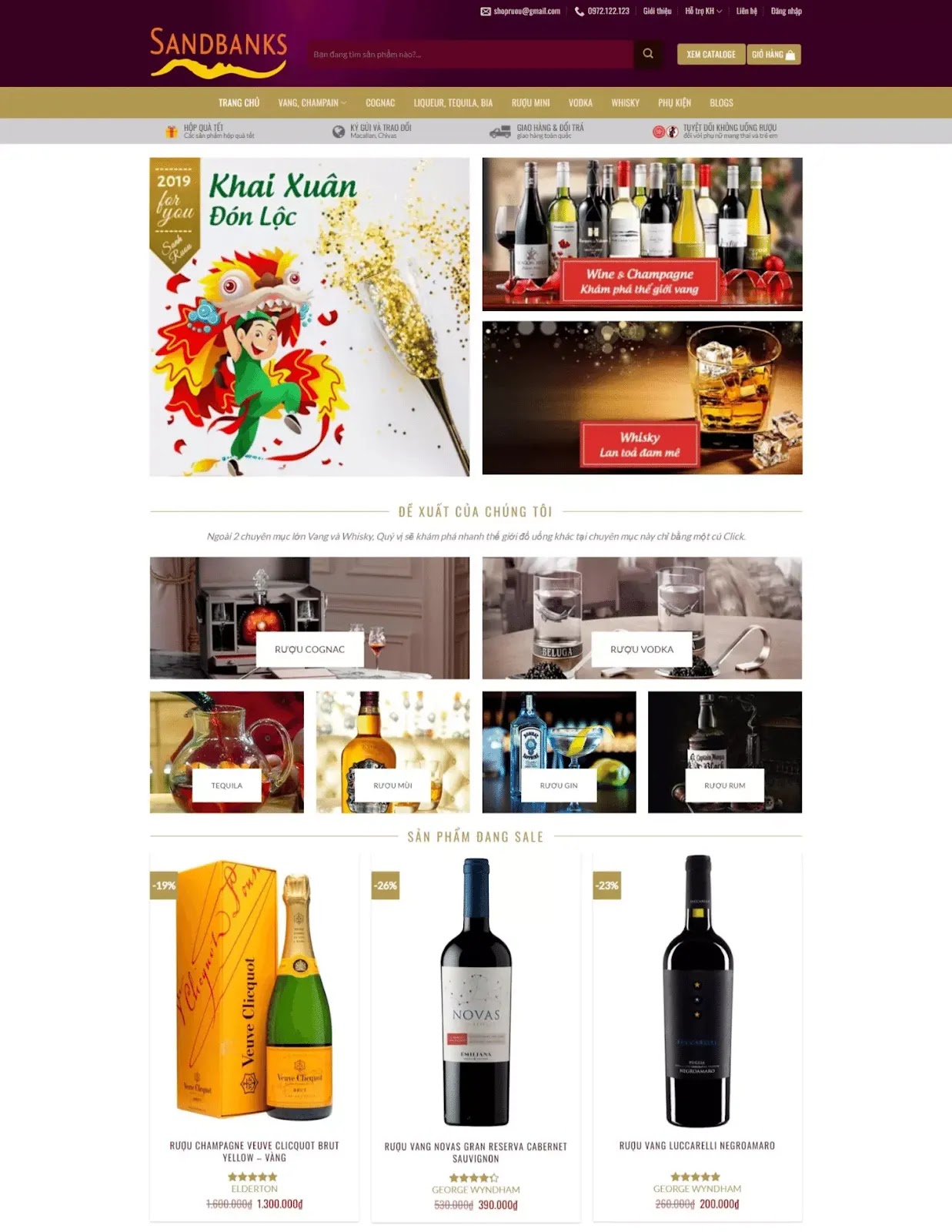 Thiết kế website shop rượu (VSM266) Thiết kế website shop rượu (VSM266)