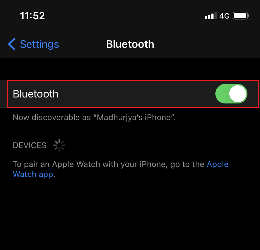 Desactive la opción de Bluetooth durante unos segundos