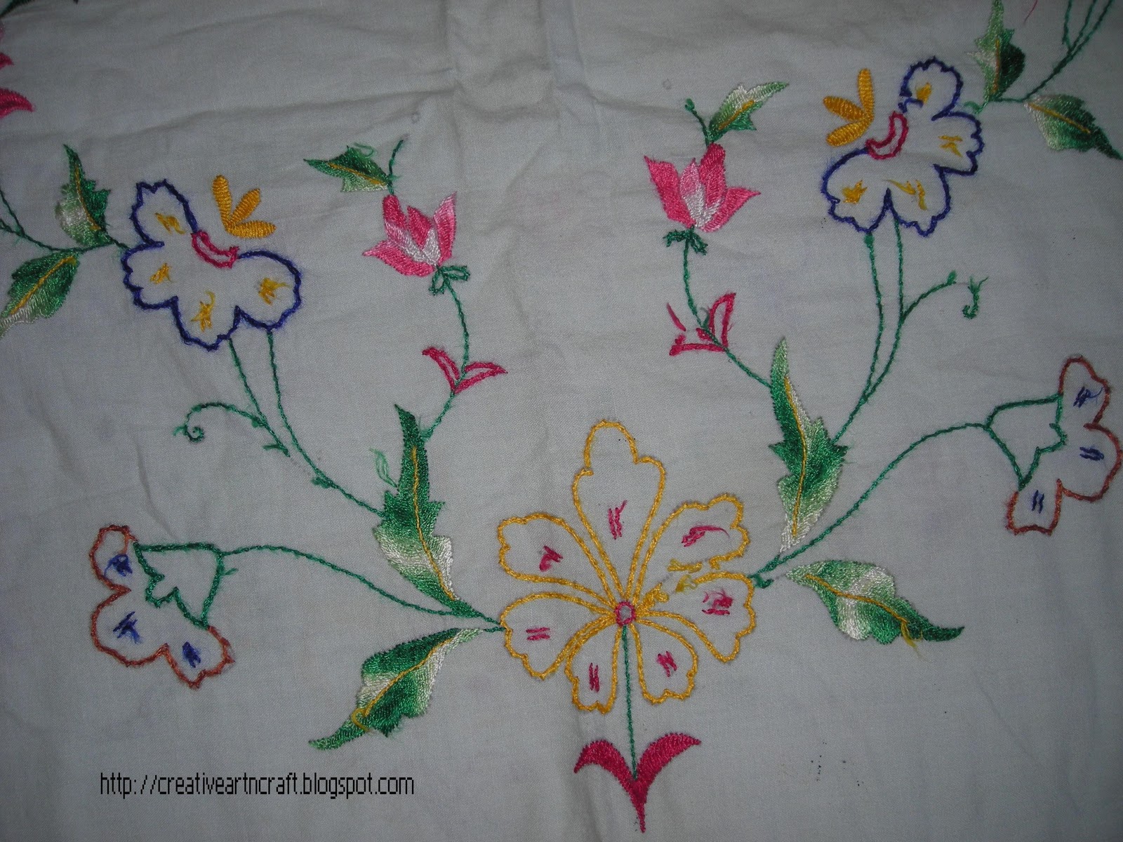 Anu's art and crafts Hand Embroidery On Bed Sheet