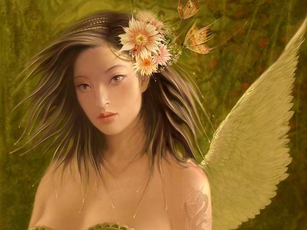 Samurai Angel Girl With Flower, Angels