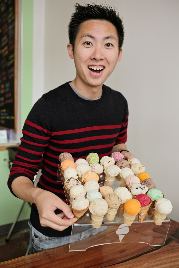 32 Flavor Ice Cream Flight at Hammonds Gourmet Ice Cream North Park San Diego.