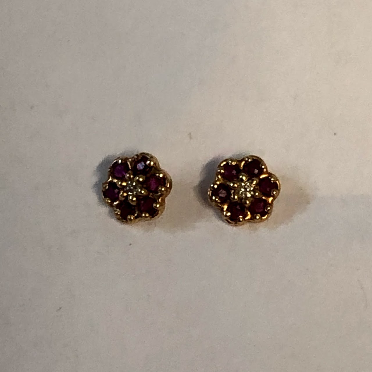 14 Kt. Gold with Diamond & Ruby Studs