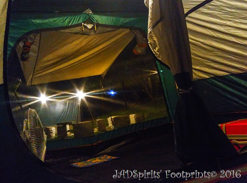 Night view from our glamping tent taken just before we close it for the night