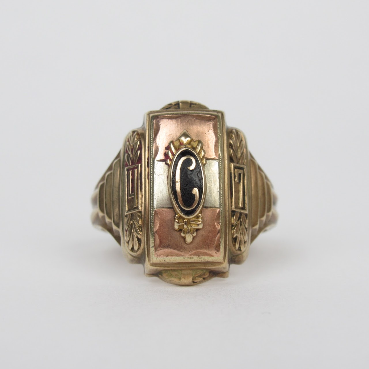 10K Gold Josten Art Deco 1947 High School Ring