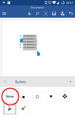 Android, Microsoft, Office, Word, lista, ordenado, desordenado, viñetas, números, edición, opciones