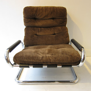 Mid-Century Modern Tubular Chrome Lounge Chair Pair