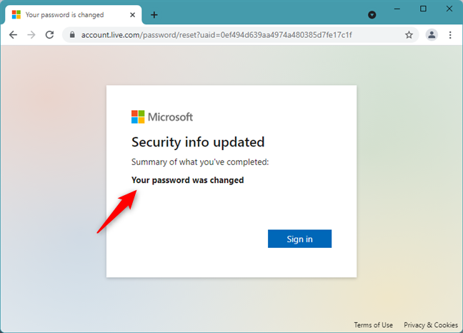 Reimpostazione password Microsoft