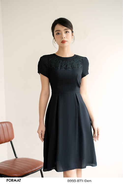 Đầm nữ 2 lớp ngắn tay B993-871I (Đen/Size M)