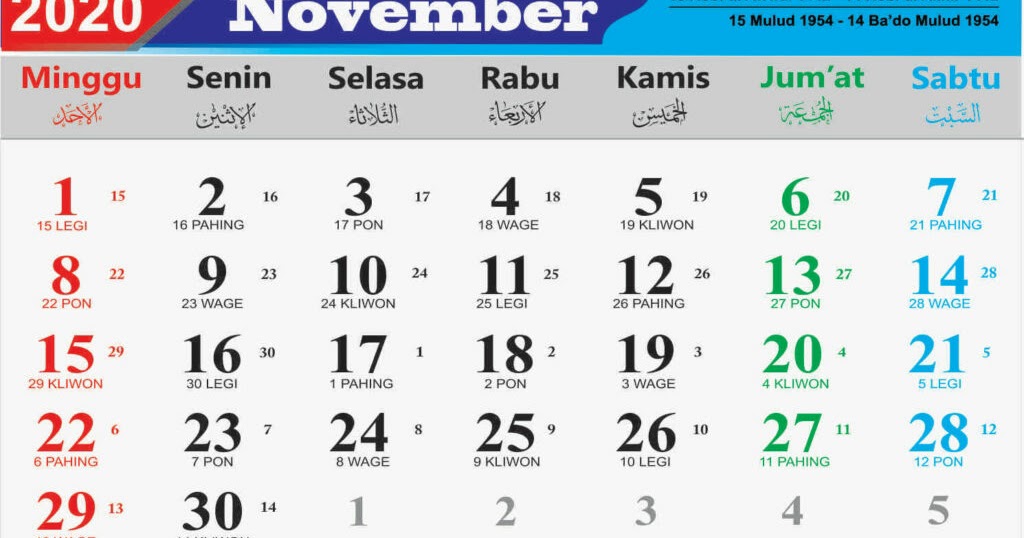 Kalender Bulan November 2020 dan Hari Peringatannya - Enkosa.Com