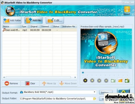 iStarSoft Video to BlackBerry Converter