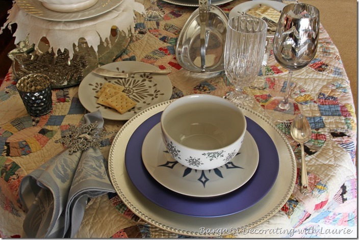 Winter tablescape-Bargain Decorating with Laurie