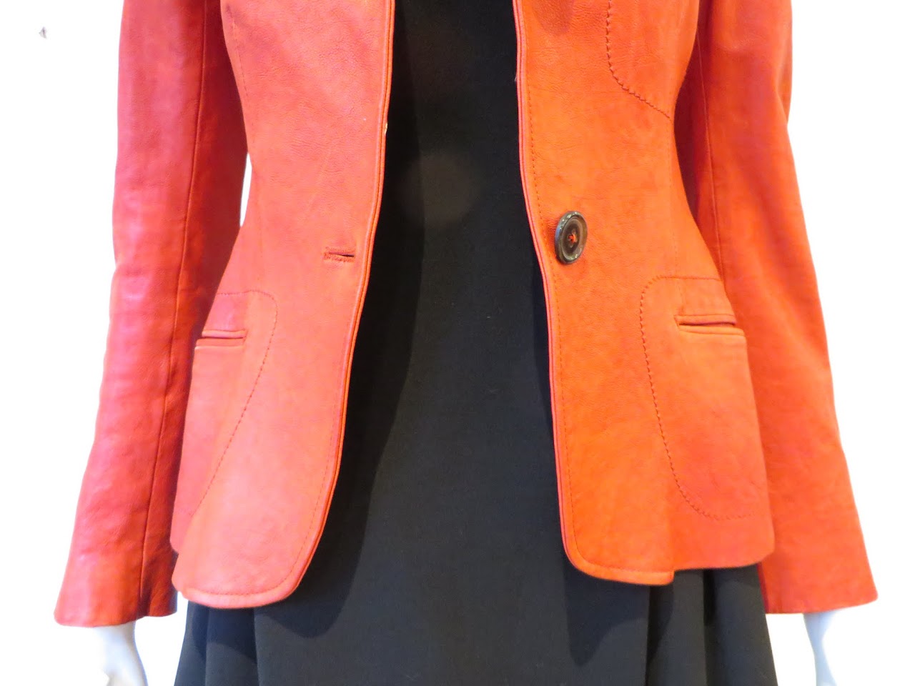 Jil Sander Red Leather Blazer