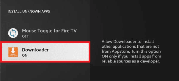 Zapněte nastavení pro Downloader, jak je znázorněno.  Jak nainstalovat Kodi na Smart TV