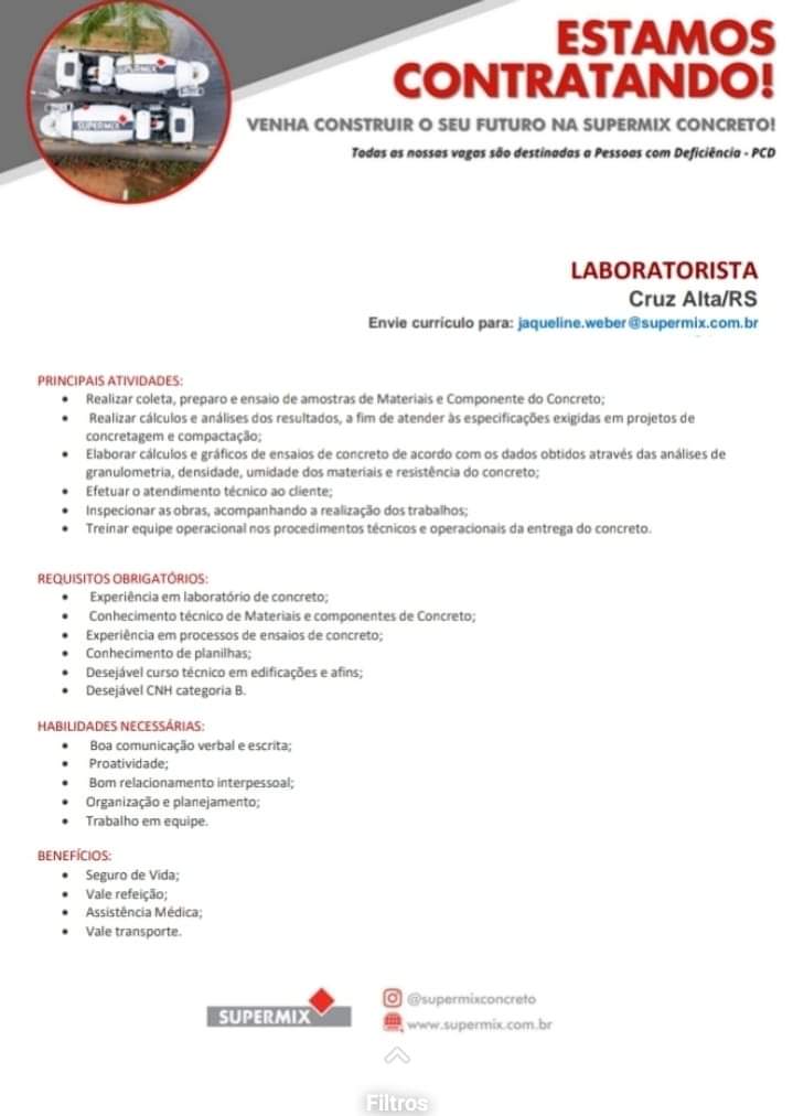 Vaga para Laboratorista