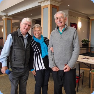 Gordon Sutherland and new member, Ora Lefebvre, with Claude Moffat on the right.