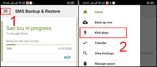 Mở SMS Backup & Restore để khôi phục tin nhắn