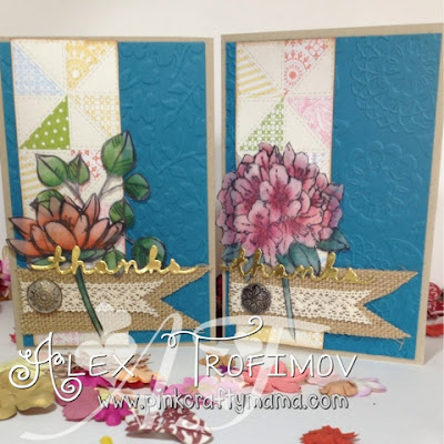 Stampin' Up! stampin up thank you card cards tea for two dsp flowers stamping watercolor watercolour derwent inktense pencils greetings thinlits dies burlap ribbon lace gold foil