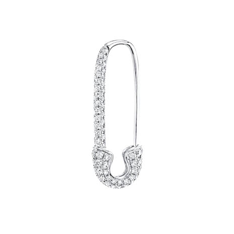 Safety Pin in White Gold with Genuine Diamonds
