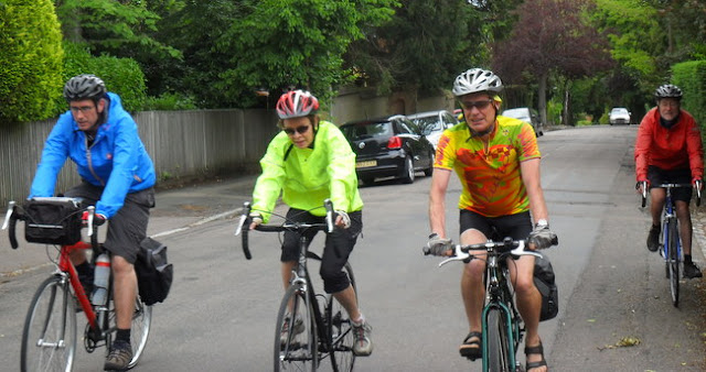 Four cycling along