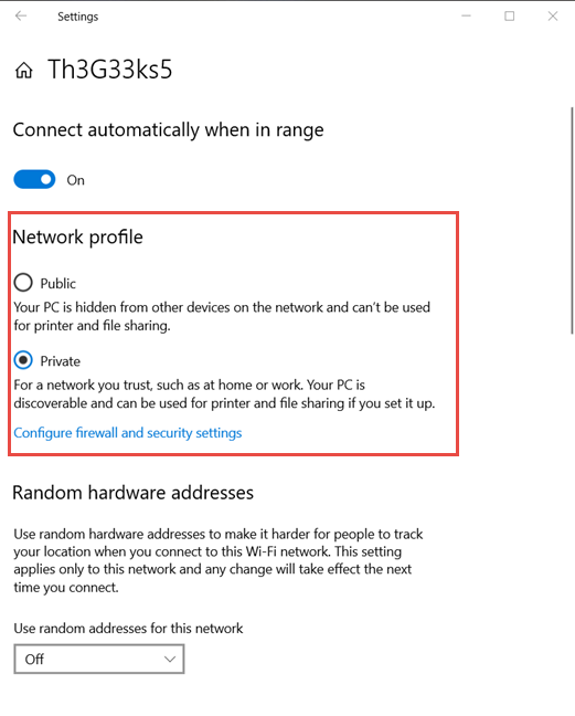 Imposta il profilo di rete in Windows 10, per la tua connessione WiFi