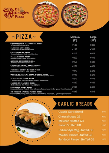 Da Dough's Pizza menu 