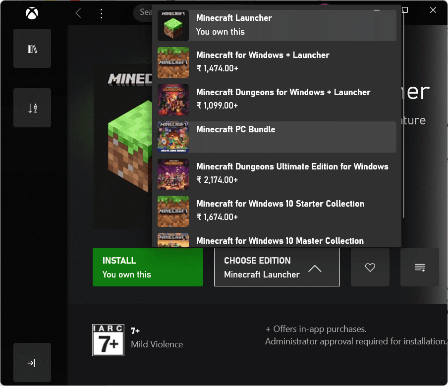 Différentes éditions Minecraft disponibles.  Comment télécharger et installer Minecraft sur Windows 11