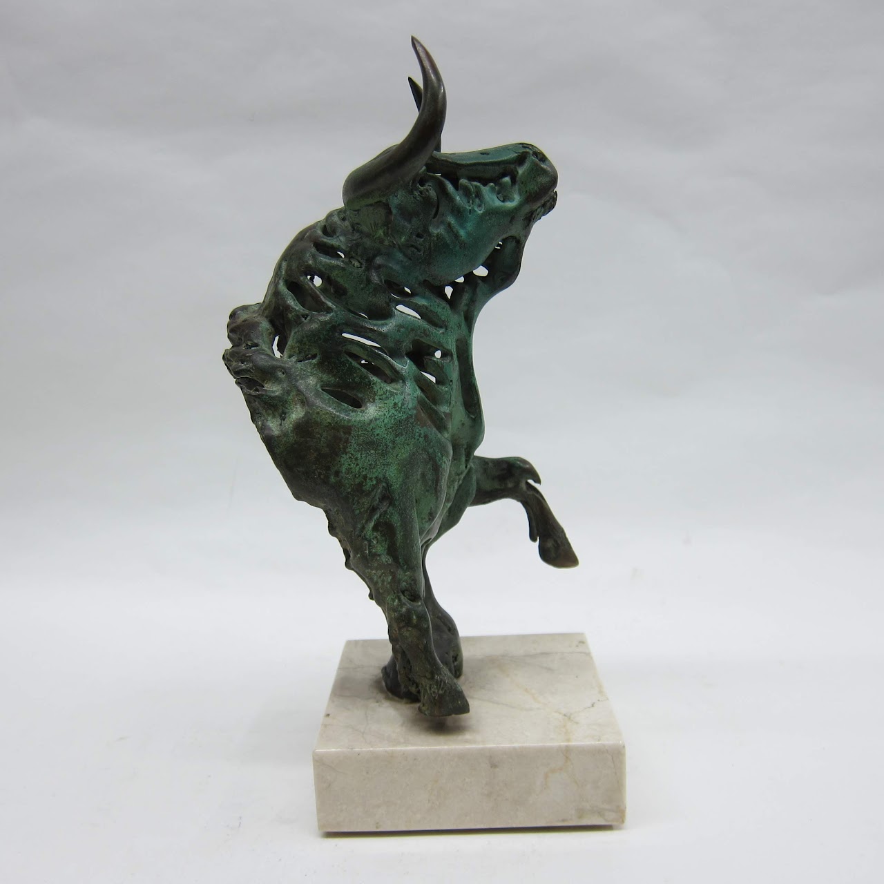 Signed Bronze Bull Figure